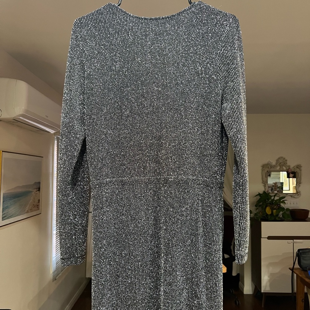 Noize Ruffled Wrap-effect Metallic Ribbed-knit Mini Dress - Picture 9 of 11